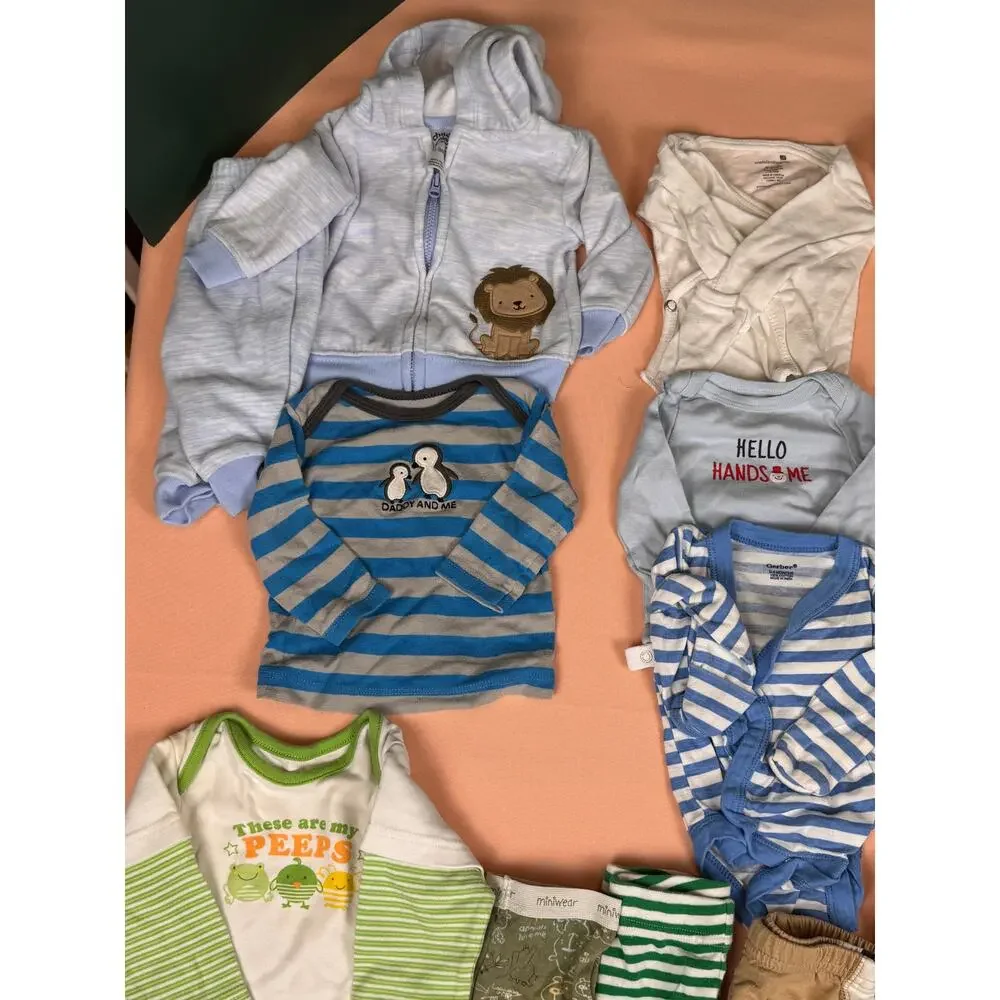 Baby Boy 0–3M Fall/Winter Clothing Lot – Carter’s, Gerber & More – #163